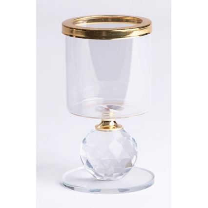 Lot de 3 bougeoirs dorés et transparents