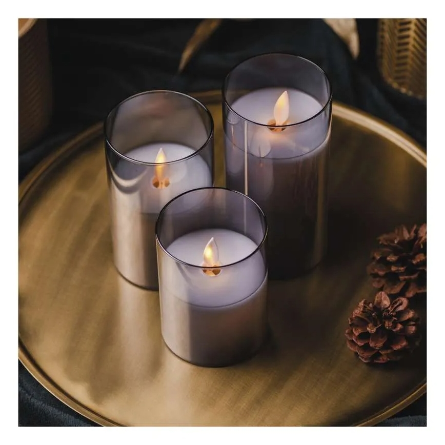 Lot de 3 bougies LED / 6xAA