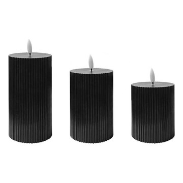 Lot de 3 bougies LED BRILLO (2x piles AA) noires avec télécommande