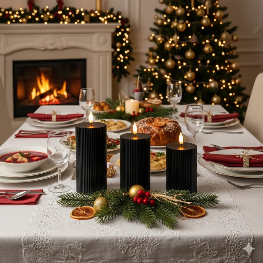 Lot de 3 bougies LED BRILLO (2x piles AA) noires avec télécommande