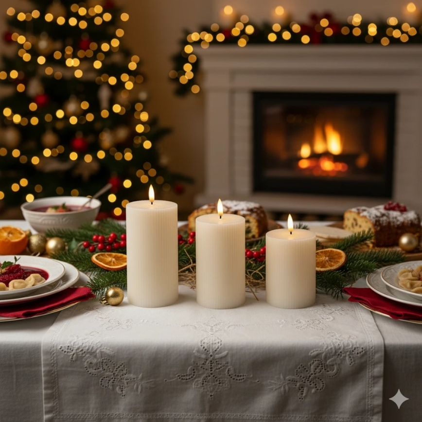 Lot de 3 bougies LED BRILLO LED/3xAAA, crème, avec télécommande