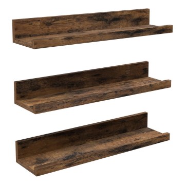 Lot de 3 étagères murales SHELFY 38x5x10 cm marron