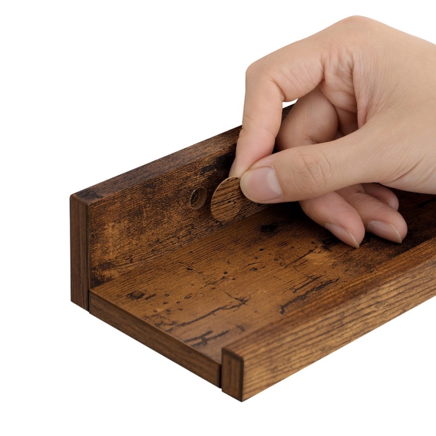Lot de 3 étagères murales SHELFY 38x5x10 cm marron