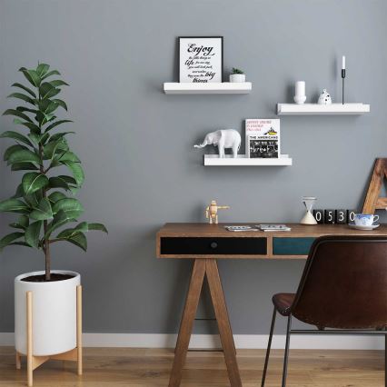 Lot de 3 étagères murales SHELFY blanches