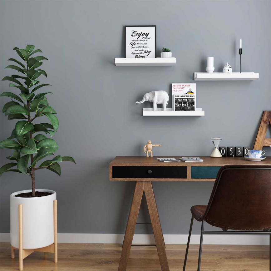 Lot de 3 étagères murales SHELFY blanches