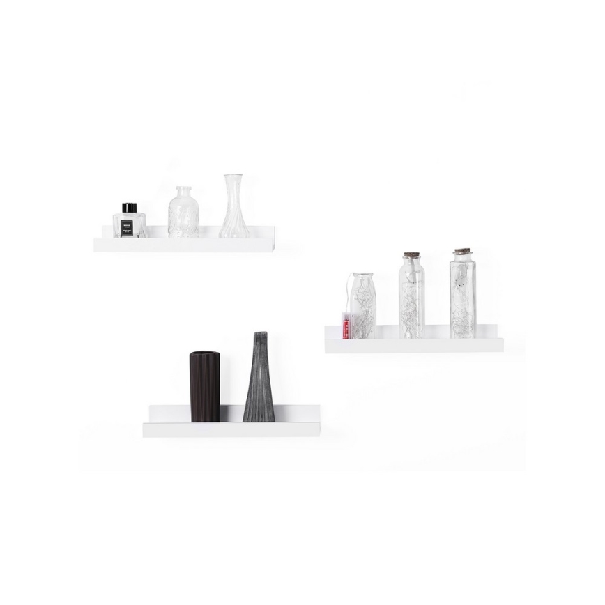 Lot de 3 étagères murales SHELFY blanches