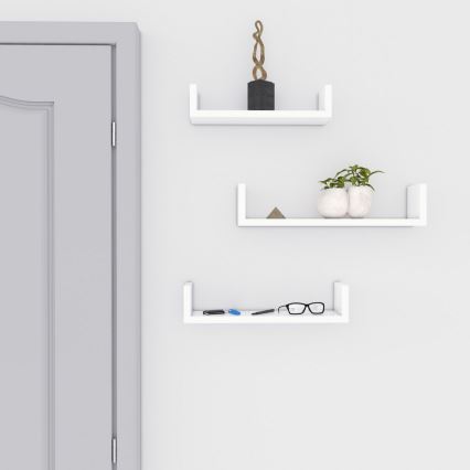 Lot de 3 étagères murales SHELFY blanches