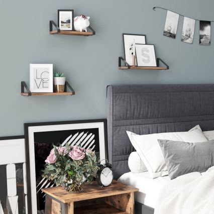 Lot de 3 étagères murales SHELFY brun/noir