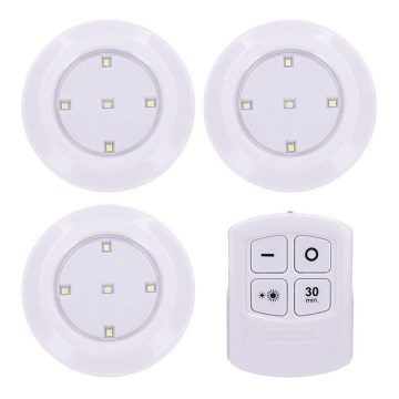 Lot de 3 luminaires LED dimmables avec télécommande, alimentation 3xAAA
