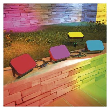 Lot de 3 projecteurs extérieurs LED RGBIC dimmables GoSmart — 14 W, 230 V, 3000–6500 K, IP65, Wi‑Fi Tuya
