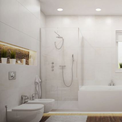 Lot de 3 spots encastrés LED pour salle de bains — 6W, 230V, 3000K, IP44, blanc