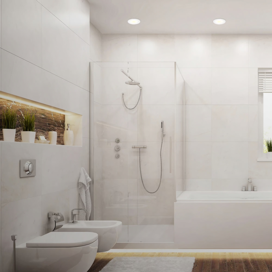 Lot de 3 spots encastrés LED pour salle de bains — 6W, 230V, 3000K, IP44, blanc