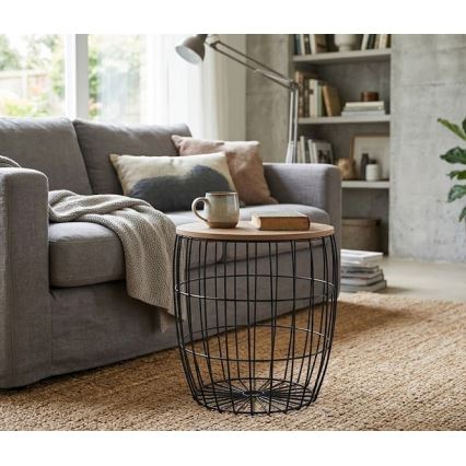 Lot de 3 tables basses BRISO, Ø 31/38/42,5 cm, marron/noir