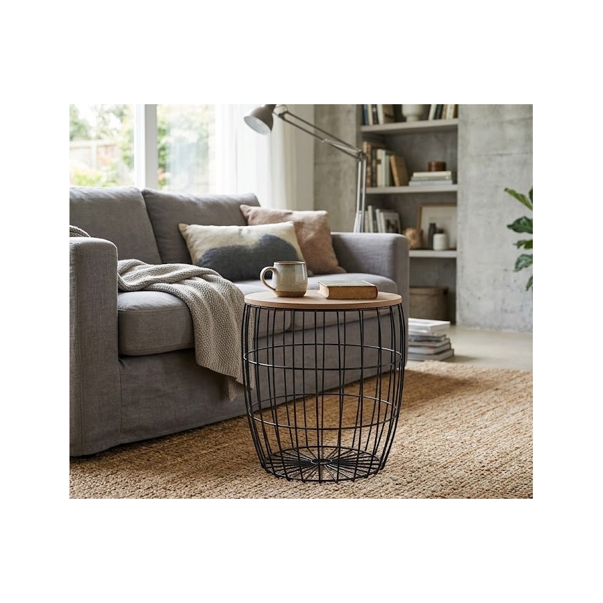 Lot de 3 tables basses BRISO, Ø 31/38/42,5 cm, marron/noir