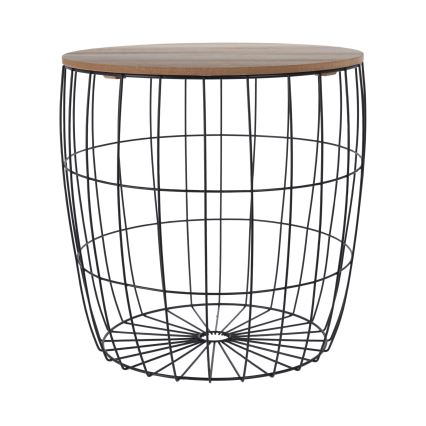 Lot de 3 tables basses BRISO, Ø 31/38/42,5 cm, marron/noir