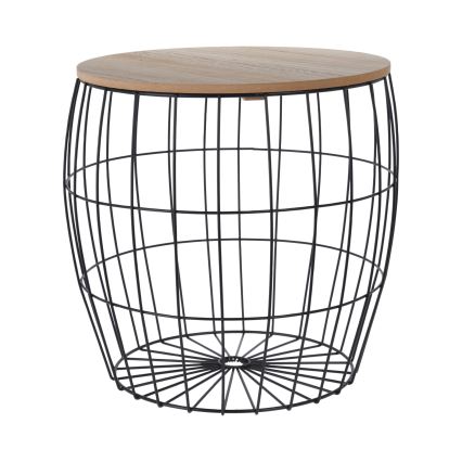 Lot de 3 tables basses BRISO, Ø 31/38/42,5 cm, marron/noir