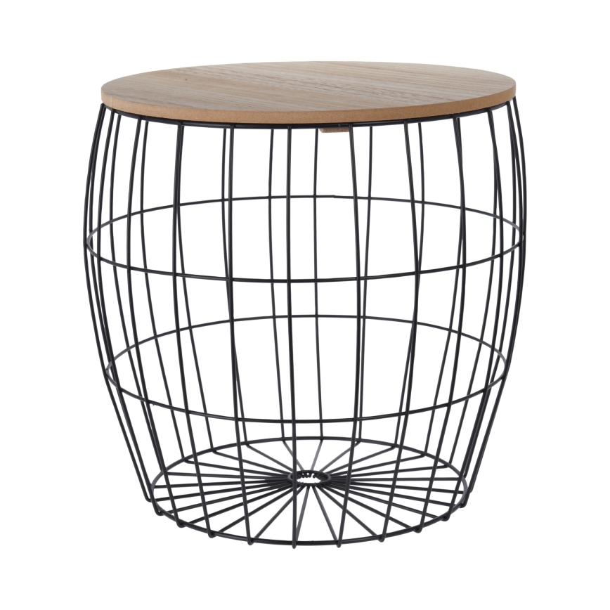 Lot de 3 tables basses BRISO, Ø 31/38/42,5 cm, marron/noir
