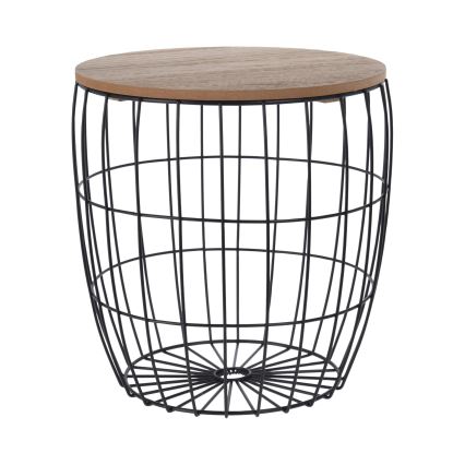 Lot de 3 tables basses BRISO, Ø 31/38/42,5 cm, marron/noir