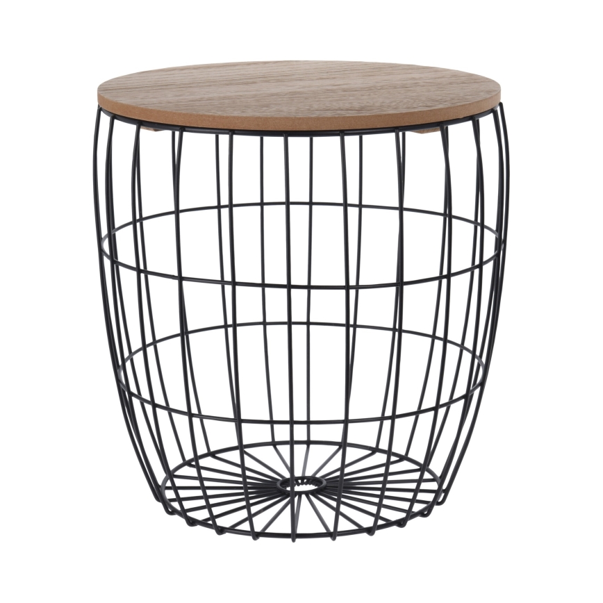 Lot de 3 tables basses BRISO, Ø 31/38/42,5 cm, marron/noir