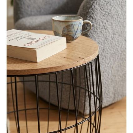 Lot de 3 tables basses BRISO, Ø 31/38/42,5 cm, marron/noir