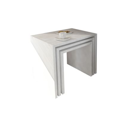 Lot de 3x Table d'appoint ZARIEL blanche