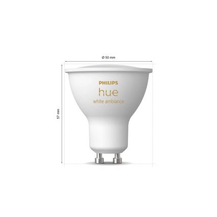 Pack de 4 ampoules LED dimmables Philips Hue White Ambiance GU10, 4,2 W, 230 V, 2200–6500 K