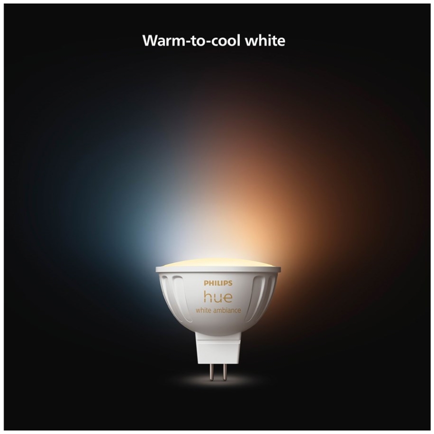 Lot de 4 ampoules LED dimmables Philips Hue WHITE AMBIANCE GU5,3/MR16/5,1W/12V 2200-6500K