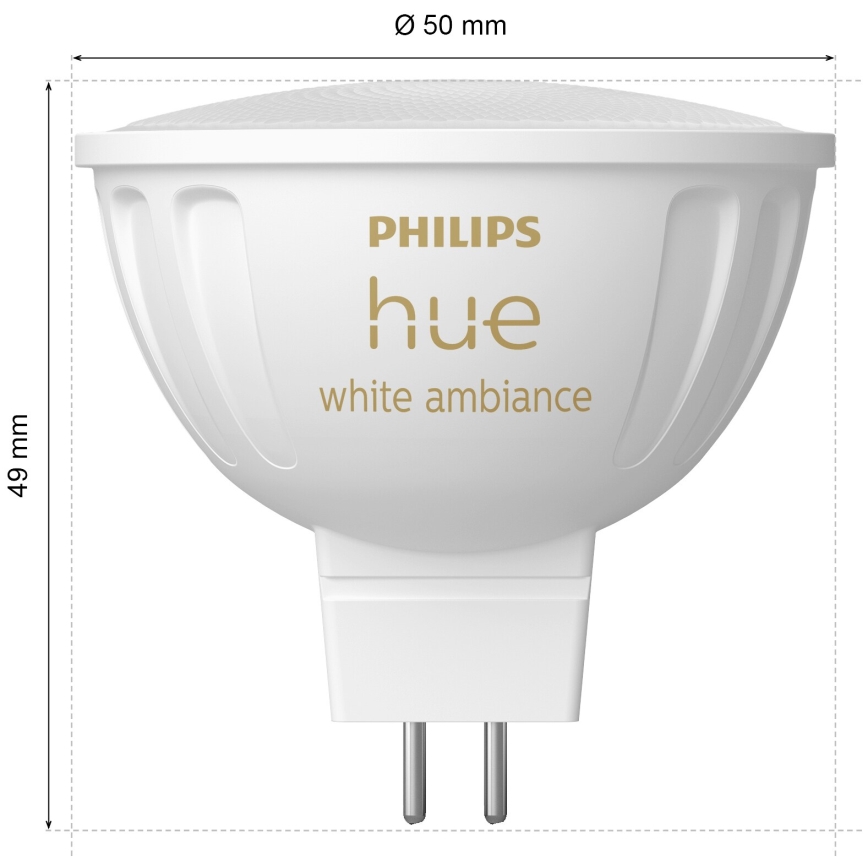 Lot de 4 ampoules LED dimmables Philips Hue WHITE AMBIANCE GU5,3/MR16/5,1W/12V 2200-6500K