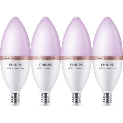 Pack de 4 ampoules LED RGB dimmables Philips SMART C37 E14/5W/230V 2200-6500K