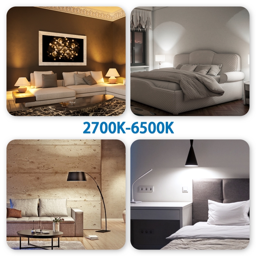 Lot de 4 ampoules LED RGBW dimmables connectées GU10 4,9 W 230 V 2700–6500 K - Aigostar