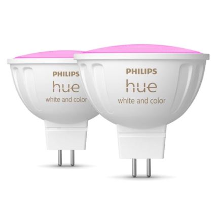 Lot de 4 ampoules LED RGBW dimmables Philips Hue White and Color Ambiance GU5,3/MR16/6,3W/12V 2000-6500K