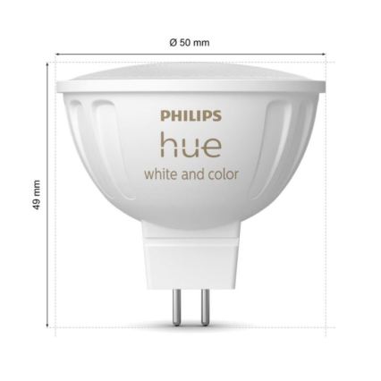 Lot de 4 ampoules LED RGBW dimmables Philips Hue White and Color Ambiance GU5,3/MR16/6,3W/12V 2000-6500K