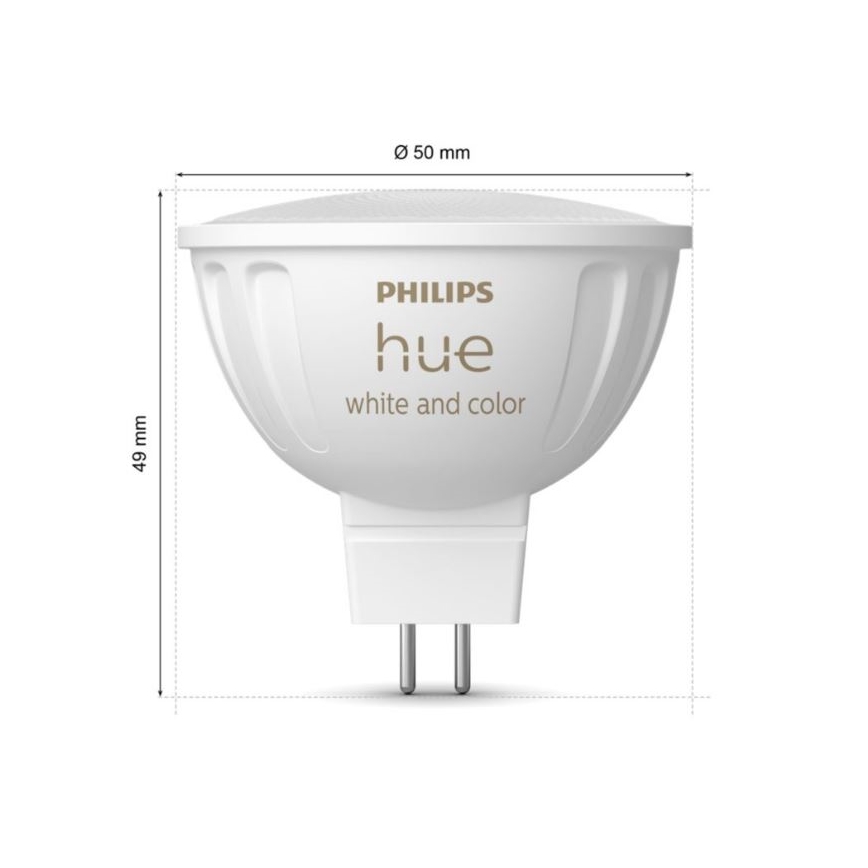 Lot de 4 ampoules LED RGBW dimmables Philips Hue White and Color Ambiance GU5,3/MR16/6,3W/12V 2000-6500K