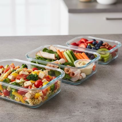 Lot de 4 boîtes de conservation pour aliments, transparentes / menthe