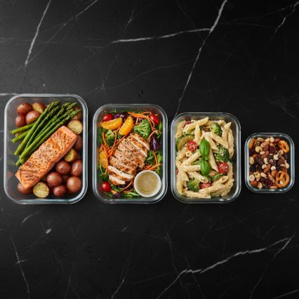 Lot de 4 boîtes de conservation pour aliments, transparentes / menthe