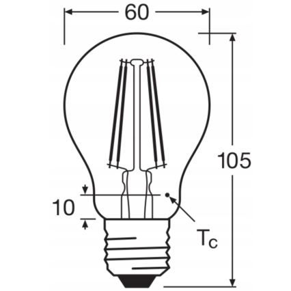 Lot de 5 ampoules LED Base Classic Filament A60 E27, 7 W, 230 V, 4000 K - Osram