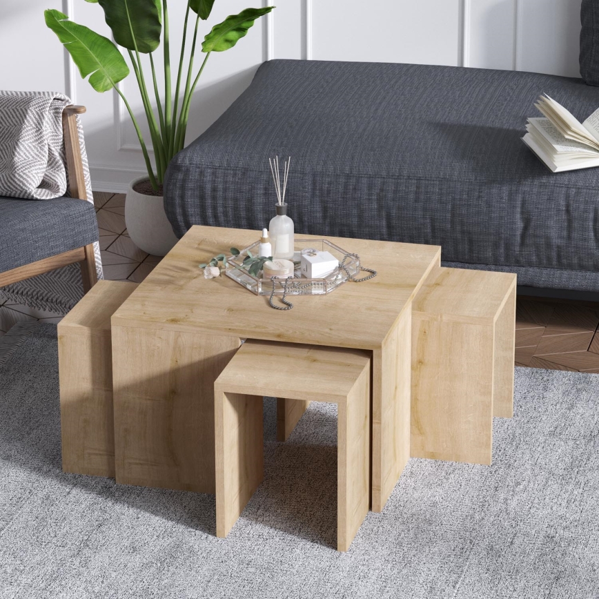Lot de 5 tables basses ORTANCA beige