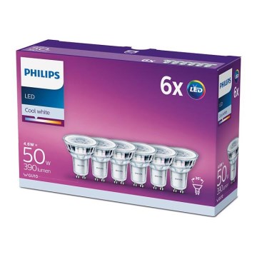 Lot de 6 ampoules LED Philips GU10 4,6 W 230 V 4000 K