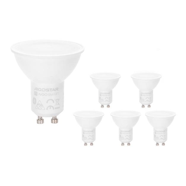 Lot de 6 ampoules LED RGBW dimmables MESH GU10/6,5W/230V 2700-6500K + télécommande - Aigostar