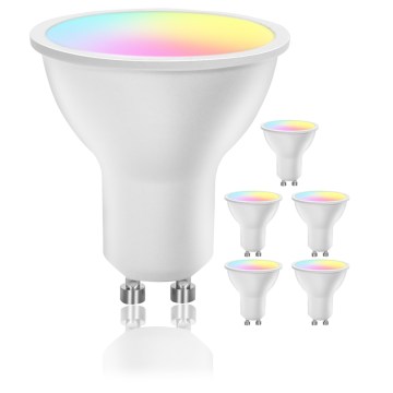 Lot de 6 ampoules LED RGBW dimmables MESH GU10/6,5W/230V 2700-6500K Wi-Fi + télécommande - Aigostar