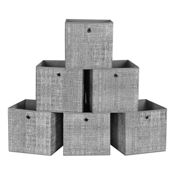 Lot de 6 boîtes de rangement CURAN, grises