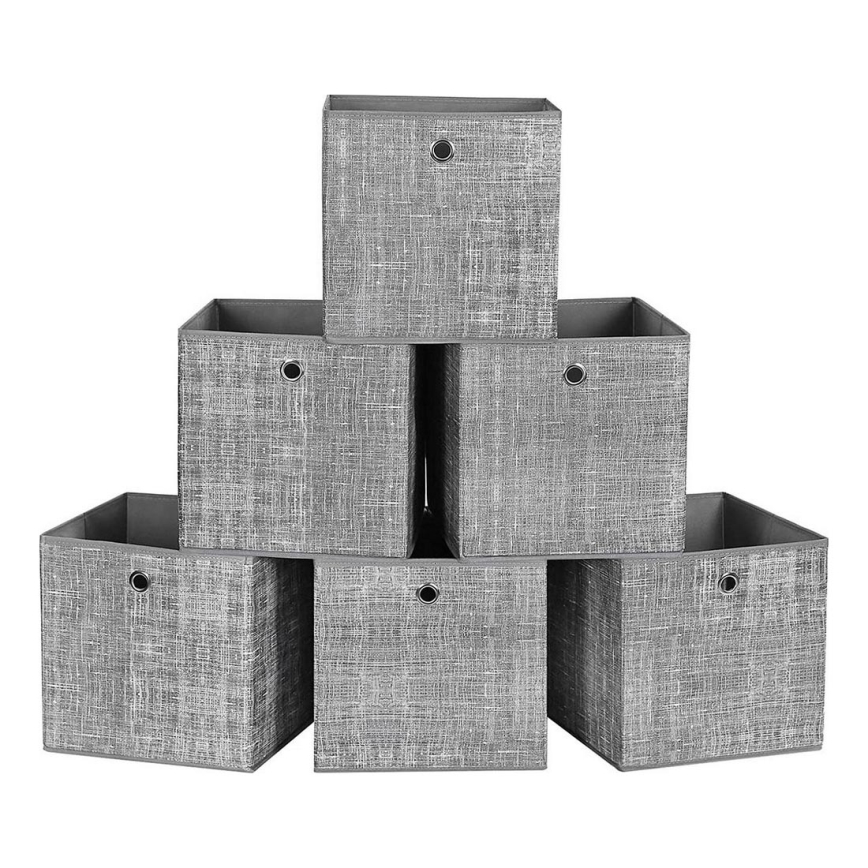 Lot de 6 boîtes de rangement CURAN, grises