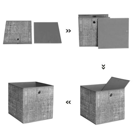 Lot de 6 boîtes de rangement CURAN — 30 x 30 x 30 cm, gris