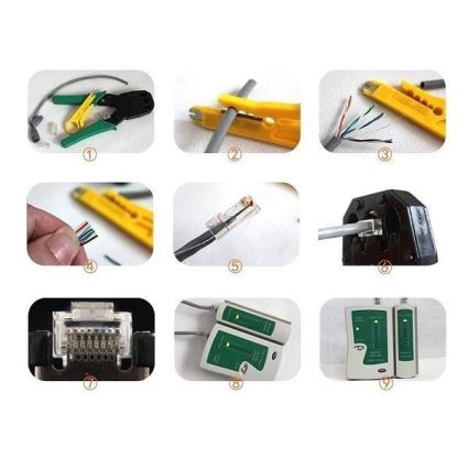 Lot d'outils pour l'installation de réseaux UTP 9 pcs