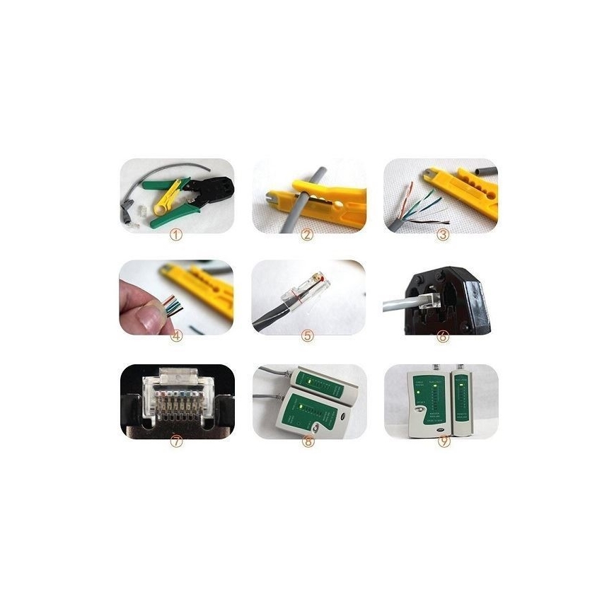 Lot d'outils pour l'installation de réseaux UTP 9 pcs