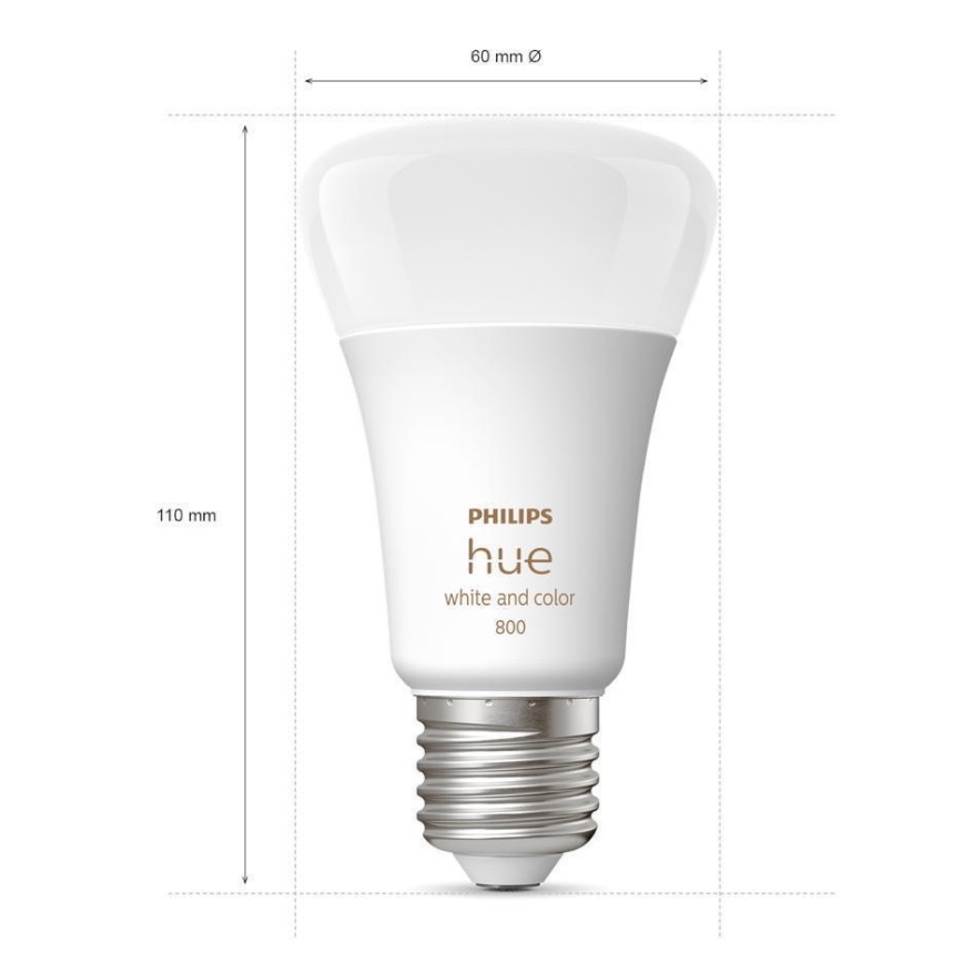 LOT x2 Ampoule à intensité variable Philips Hue White And Color Ambiance A60 E27/9W/230V 2000-6500K