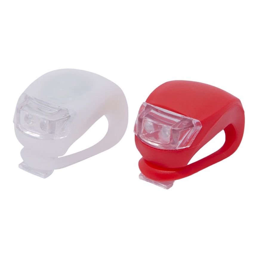 LOT x2 Feux vélo LED/1xCR2032 IP44 rouge/blanche