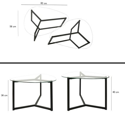 LOT x2 Table basse BELLISIMO noir/transparent