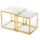 LOT x2 Table basse LIGHT 42x45 cm doré/marbre blanc