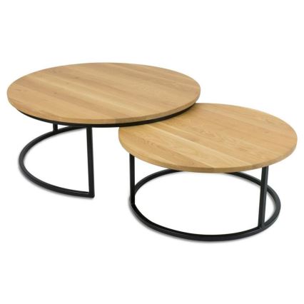 LOT x2 Table basse OAKLOFT 38x90 cm noir/chêne